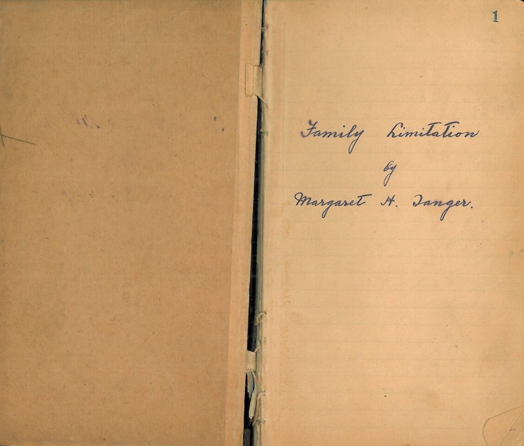 Margaret Sanger's manuscript for FAMILY LIMITATION