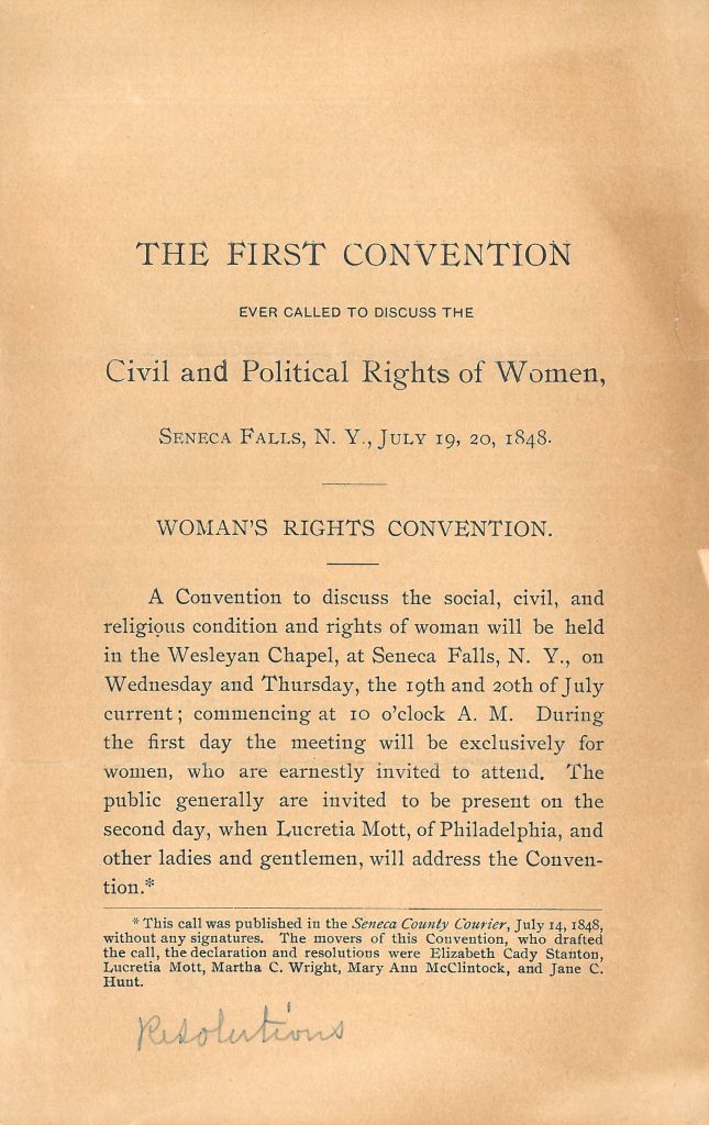 The Proceedings of the Convention at Seneca Falls, 1848 