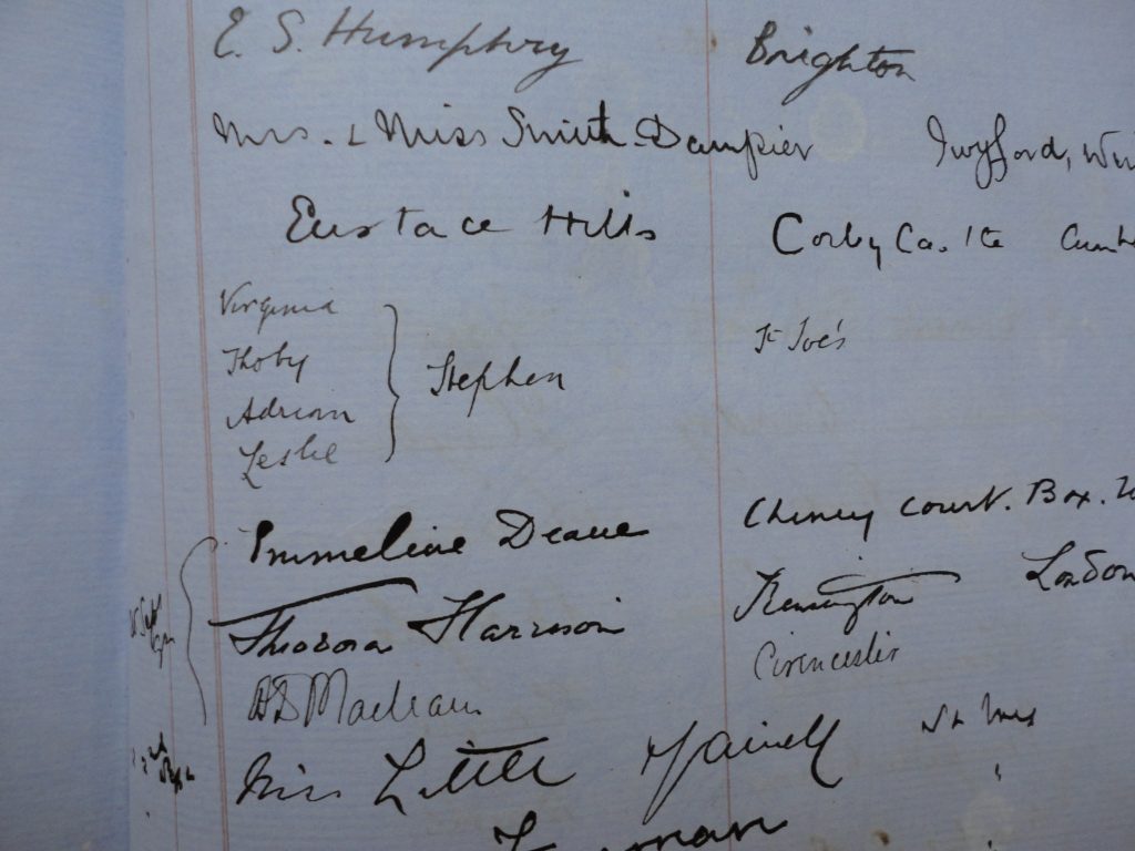 Virginia Woolf's father signs in all his children on a visit to the Godrevy Lighthouse - the inspiration for TO THE LIGHTHOUSE